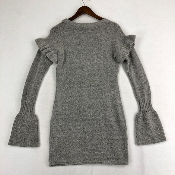Romeo + Juliet Couture Women's Size Small Grey Knit Ruffle Sweater Mini Dress - Picture 10 of 10